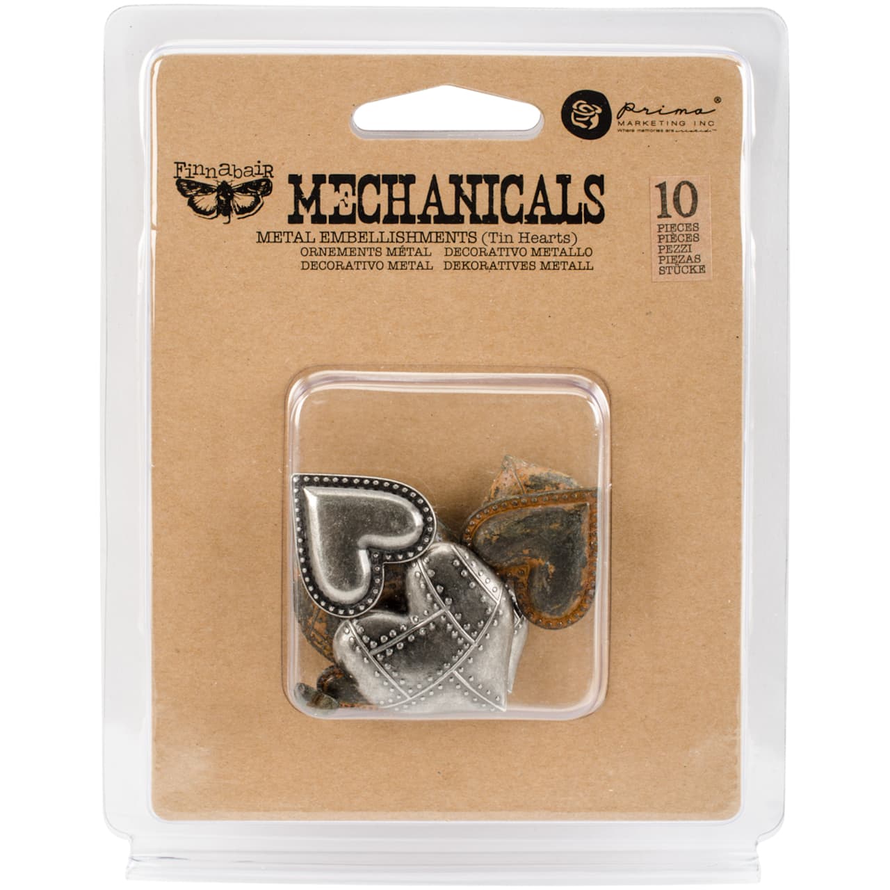 Finnabair® Mechanicals Tin Hearts Metal Embellishments Set